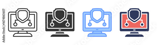 Data Shield Icon Set Multiple Style Collection