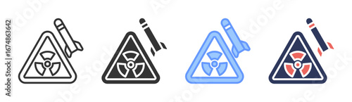 Nuclear Weapon Icon Set Multiple Style Collection