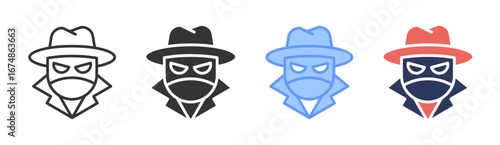 Undercover Agent Icon Set Multiple Style Collection