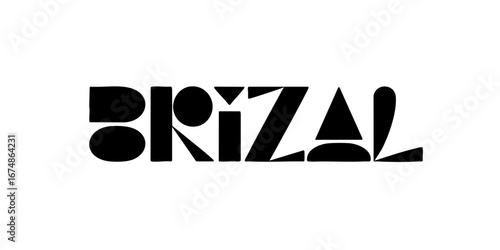 Modern Black and Transparent Brazil Typography Logo, Stylish Abstract Text Design, Minimalist Cultural Poster Art