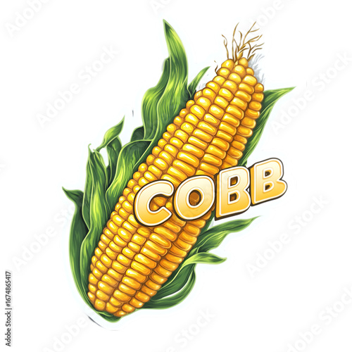 Corn cob PNG cutout isolated on white and transparent background. corn cob, fresh corn, corn PNG, corn cutout, isolated corn, corn on white, corn transparent background, sweet corn, organic corn.