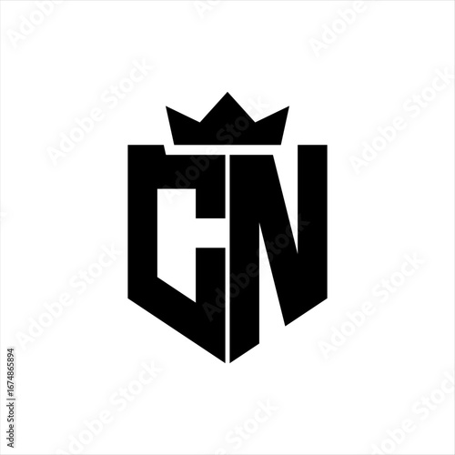 CN Vector image of a shield with a sharp geometric style and a pointed crown