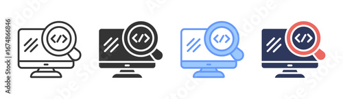 Code Review Icon Set Multiple Style Collection