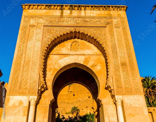 Ornate archway in a sun-drenched courtyard