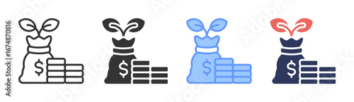 Growth Fund Icon Set Multiple Style Collection