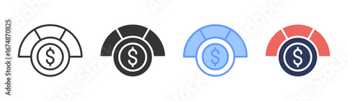 Financial Target Icon Set Multiple Style Collection