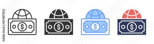 Global Finance Icon Set Multiple Style Collection