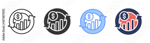Roi Cycle Icon Set Multiple Style Collection