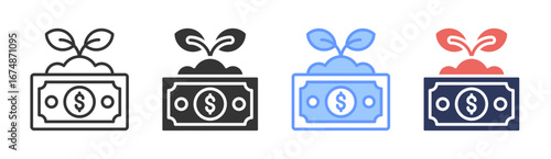 Financial Growth Icon Set Multiple Style Collection