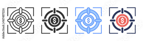 Profit Target Icon Set Multiple Style Collection