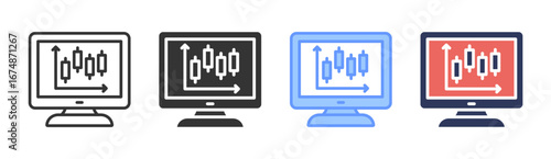 Stock Trading Icon Set Multiple Style Collection