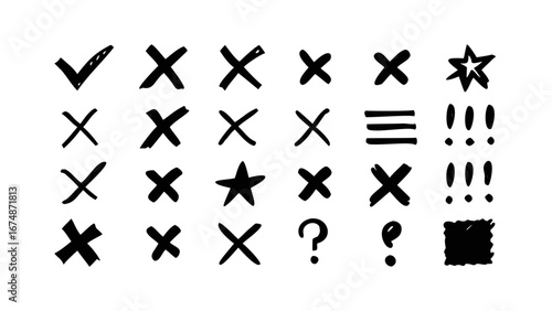 Assorted Markings and Symbols check mark cross