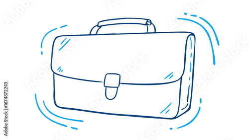Blue briefcase doodle with motion lines business travel