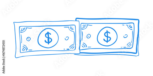Blue dollar bills doodle money finance