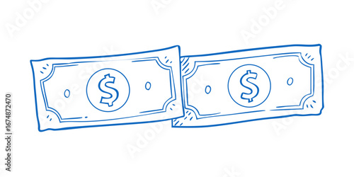 Blue dollar bills doodle money finance