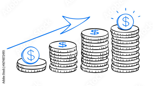 Blue dollar sign growth arrow finance