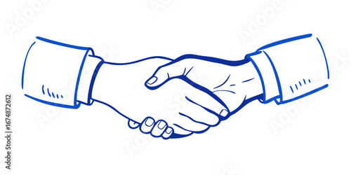 Blue handshake agreement illustration business partnership