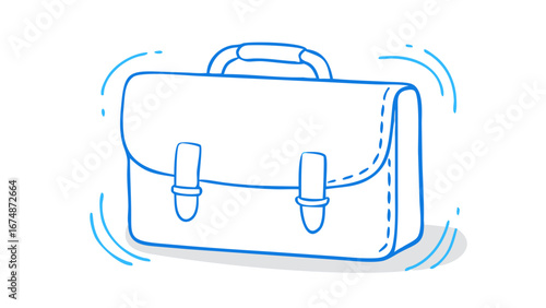 Blue outline briefcase doodle business travel