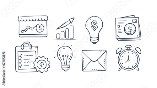 Business Doodle Icons finance graph