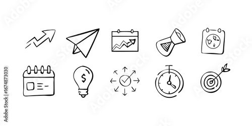 Business Icons Collection doodles calendar