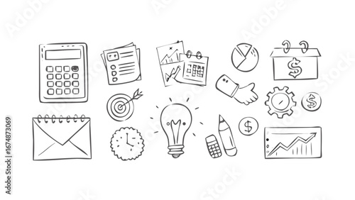 Business Icons Doodle Collection office doodles
