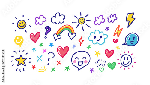 Cheerful doodle elements illustration colorful