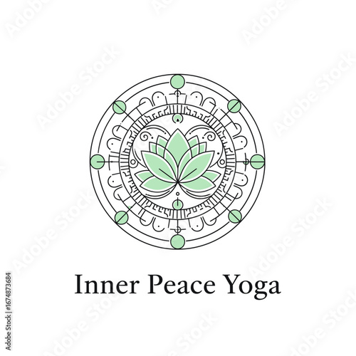 Elegant logo for a yoga studio. Features a lotus flower in a mandala.