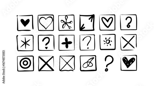 Collection of Hand Drawn Symbols icons hearts