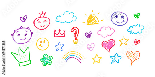 Colorful hand drawn doodles drawings icons