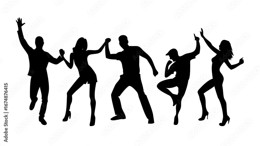 Obraz premium Energetic dancer with flowing arms silhouette movement