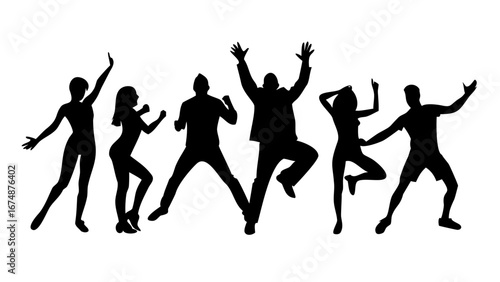 Energetic dancer in motion silhouette dancing