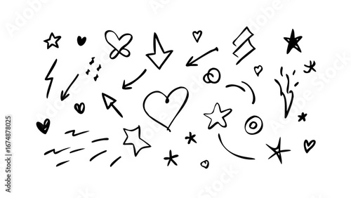Hand drawn heart with arrow love romance