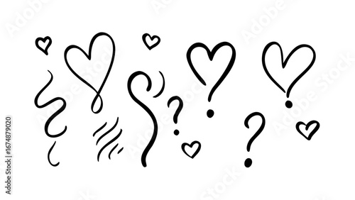 Heart shapes question mark hearts love
