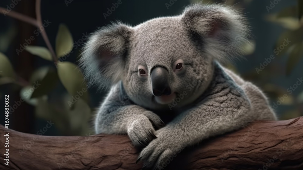 Fototapeta premium Close-up of a koala resting on a branch (1)