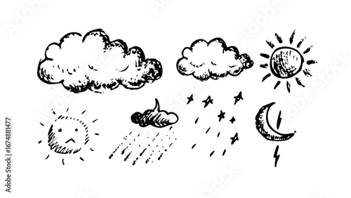 Retro Sun and Clouds Weather vintage