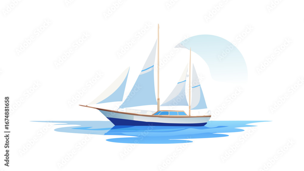 Fototapeta premium Sailboat sailing on blue water ocean