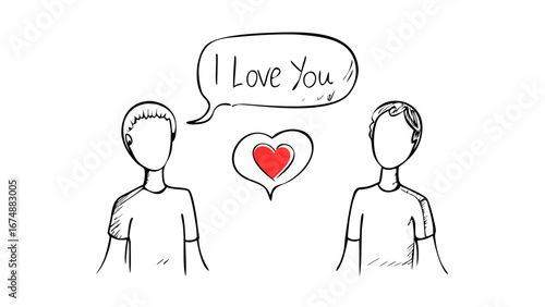 Two people confessing love silhouette heart