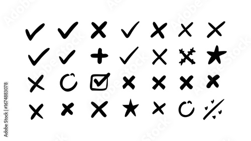 Various Symbols and Marks check mark cross