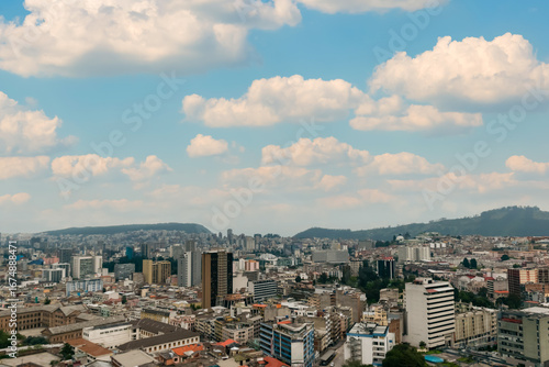 Panoramic view of the capital city of Quito, Ecuador, South America