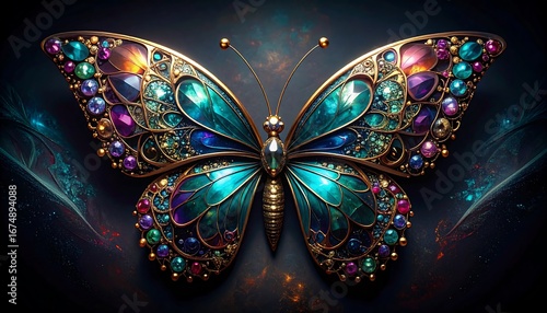 Ornate butterfly brooch with jewels