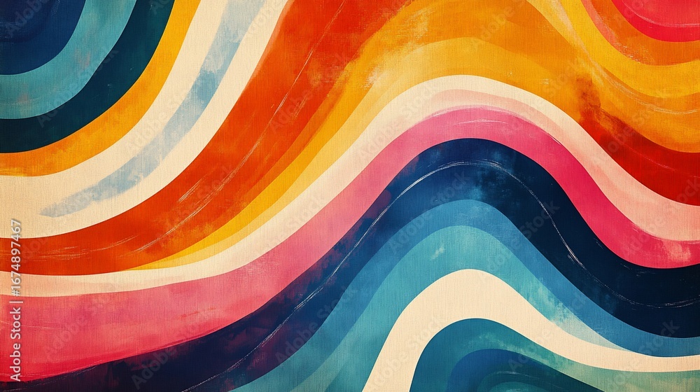 Obraz premium Vibrant Abstract Waves of Color, A Retro-Inspired Background Design