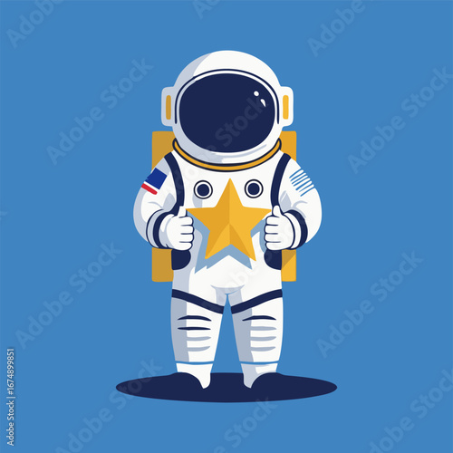 A playful astronaut sitting on a colorful asteroid, hugging a radiant star tightly, as cute space critters peek out from behind nearby rocks, looking curious and excited.