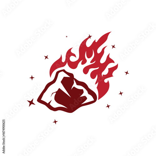 outer space concept with meteorite logo, space rock as asteroid simple silhouette vintage symbol illustration brand or business product and design template