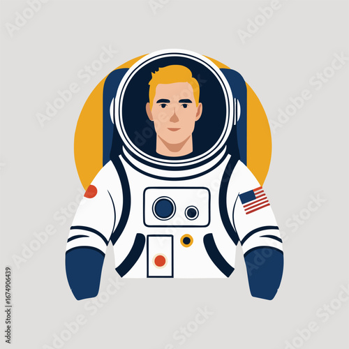 An adorable vector design of an astronaut in a playful pose, cradling a bright star, with a backdrop of swirling galaxies and cartoonish space creatures peeking in.