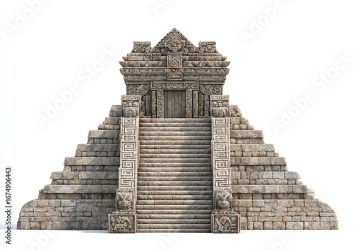 Ancient stone temple on a stepped pyramid