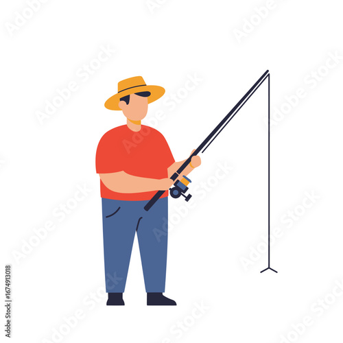 fisherman with fishing rod