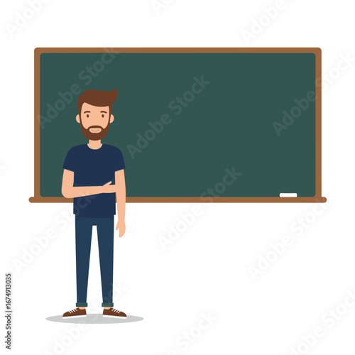 teacher with blackboard