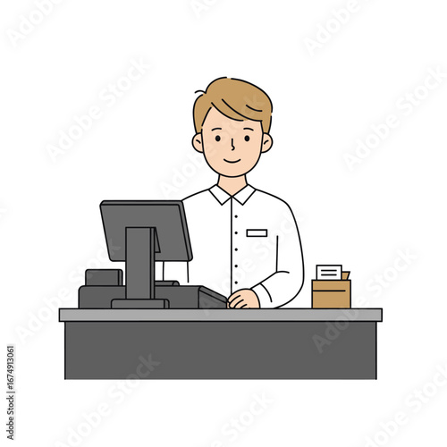 cashier at his workplace