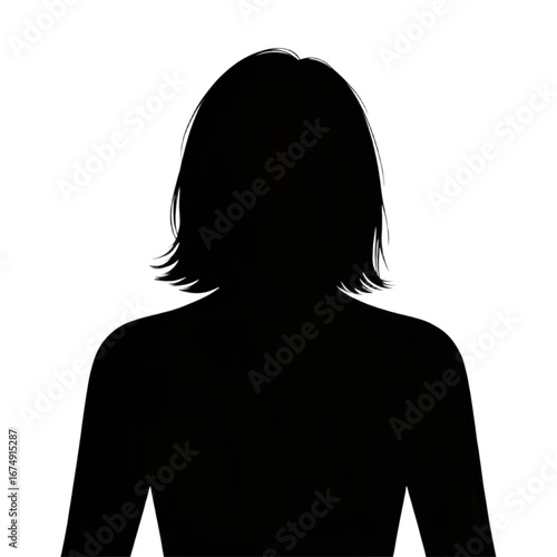 Silhouette of a person with short hair, isolated on transparent background