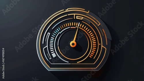 Futuristic 3D Speedometer Dial Pushing Maximum Performance with Glowing Accents